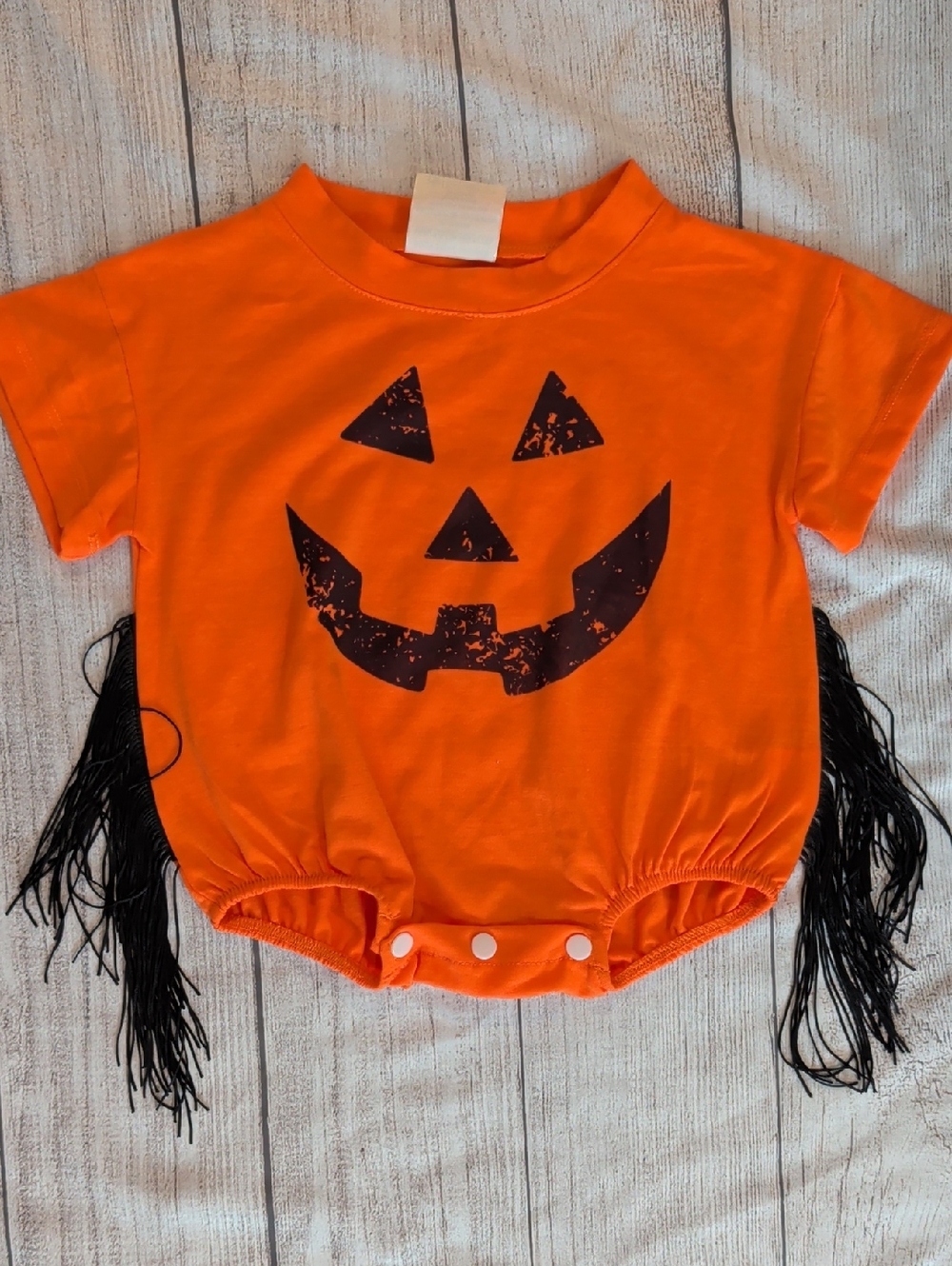 Kids Orange Pumpkin Jack-O'-Lantern One-Piece Bodysuit